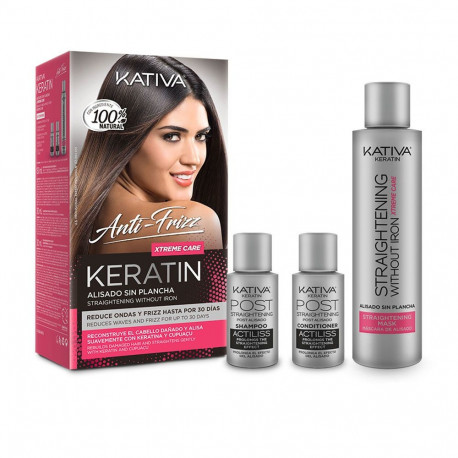 KATIVA KERATIN ANTI-FRIZZ alisado brasileño sin plancha xtrem care 30 días 3 u