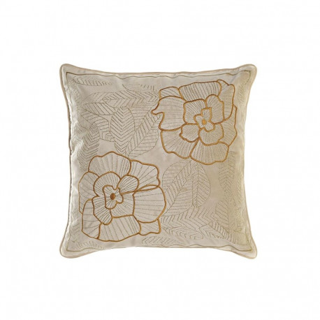 Cushion DKD Home Decor Golden 45 x 10 x 45 cm Flowers