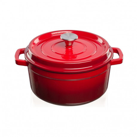 malmpott Grand Feu, minimalistlik disain "Casserole" kaanega, 4.7l, punane