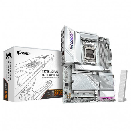 Gigabyte X870E AORUS ELITE WIFI7 ICE emaplaat AMD protsessoriperele AM5 pesaga DDR5 SATA, M.2 liides