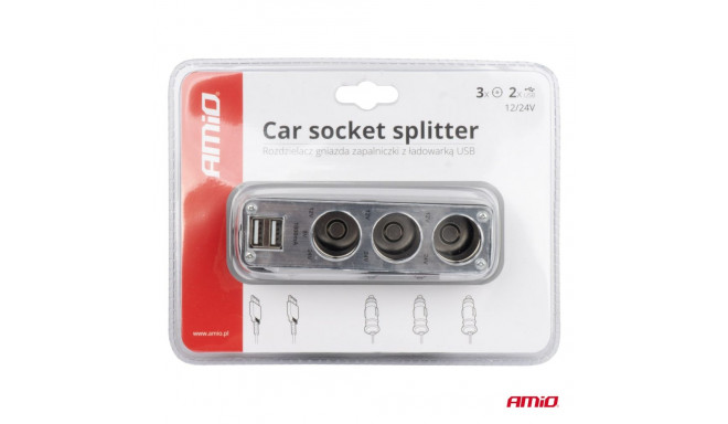 Hargmik 12/24V, 3 sigaretisüütaja pesa+1 USB