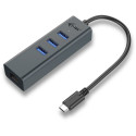i-tec USB C Metal 3 port HUB Gigabit Ethernet 1x USB C to RJ-45 3x USB 3.0 LED