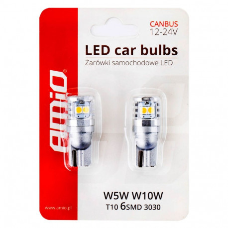 Led pirnid 2tk,canbus,6SMD,T10,W5W,12/24