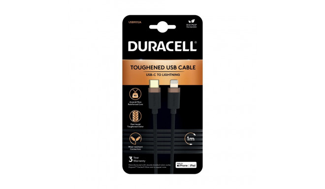 Duracell USB-C/Lightning punutud kaabel 1m
