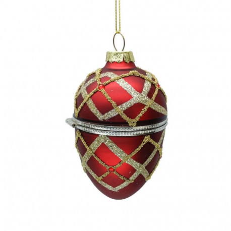 Christmas ornament JOY EGG RED 9.5cm, glass