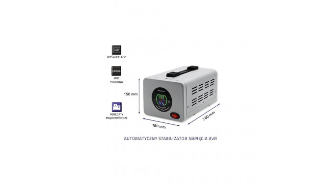 Qoltec 50724 Automatic Voltage Stabilizer AVR 2000VA