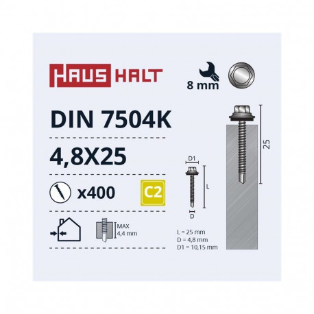 isepuuriv kruvi 4,8X25 DIN7504K MET+EPDM(400)