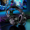 HOCO wire headphones USB A + Jack 3,5 mm with microphone gaming W110 2 m black