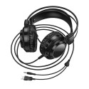 HOCO wire headphones USB A + Jack 3,5 mm with microphone gaming W110 2 m black