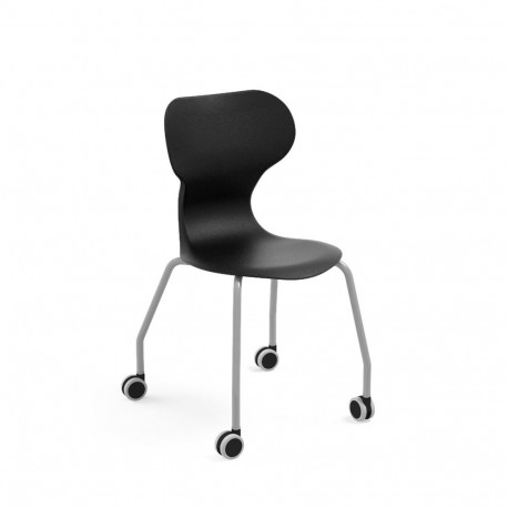 NÄIDIS! Õpilastool ratastel MIA CASTORS, suurus 5, istme kõrgus 429 mm, must plast, hallid metalljal
