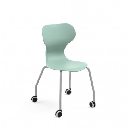 Õpilastool ratastel MIA CASTORS, suurus 5, istme kõrgus 429 mm, roheline plast, hallid metalljalad