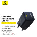Wall Charger Baseus PicoGo, 45W, 3A, 1 x USB-C, Black P10176800123-00