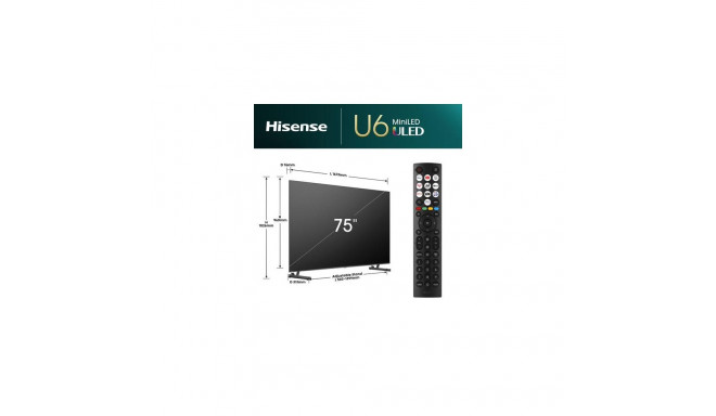 Hisense 75U6NQ 190.5 cm (75&quot;) 4K Ultra HD Smart TV Wi-Fi Grey 500 cd/m²