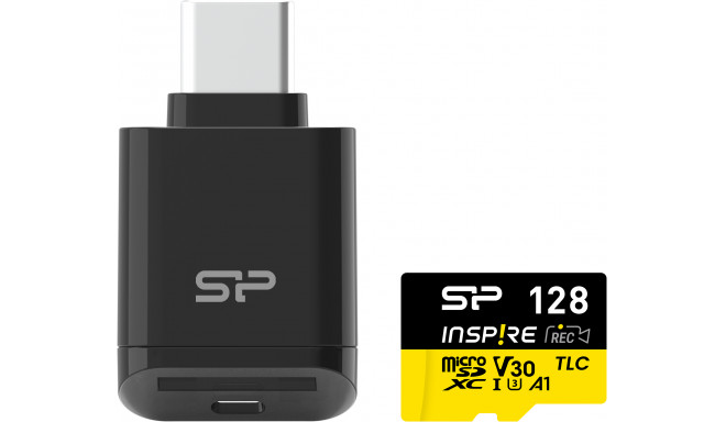 Silicon Power memory card microSDXC 128GB Inspire + card reader
