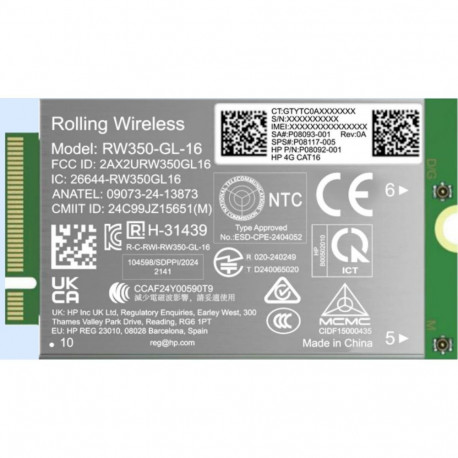 HP 4G LTE Modem m.2 WWAN Cat 16 Mobile Broadband Cellular (compatible with WWAN-ready ProBook EliteB