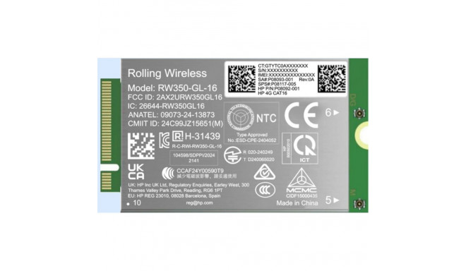 HP 4G LTE Modem m.2 WWAN Cat 16 Mobile Broadband Cellular (compatible with WWAN-ready ProBook EliteB