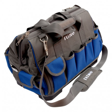 Tool bag with zip, 10 external and 14 internal pouches, 420x240x300mm, hard bottom