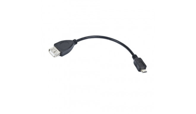 USB MICRO(M)->USB-A(F) 2.0 CABLE 0.15M OTG BLACK OEM LANBERG