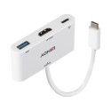 Lindy USB 3.2 Gen 1 multiport hub, USB-C plug > USB-A + USB-C socket + HDMI socket, USB hub (white, 