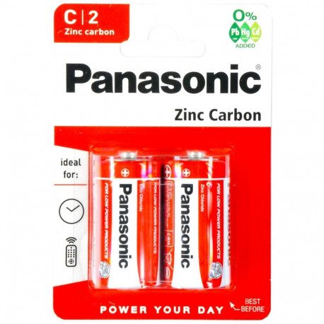 Battery - Panasonic C Zinc Carbon 1.5V 47g, 2 Pcs
