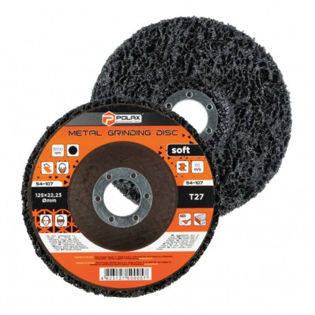 Slīpdisks rūsas, krāsas noņemšanai T27 125mm, melns, mīksts. Polax
