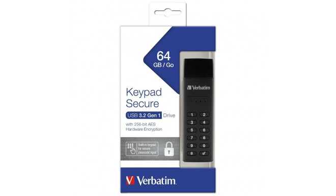 Väline ketas Verbatim Keypad Secure USB 3.2 Gen 1 64GB must 49428