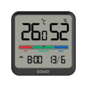 Savio CT-01/B temperatuuri- ja niiskusandur, LCD-ekraan, siseruumides kasutamiseks, kell, kuupäev