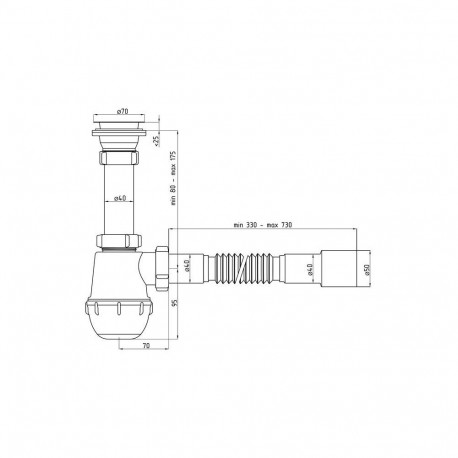 BOTTLE TRAP 1 1/2INX40 FLEXIBLE A0115