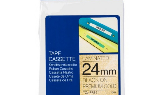 BROTHER TZE-PR851 24 BLACK ON GOLD TAPE