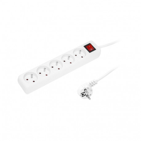 98-738# võrgupikendus pr-570wsp 5-pesaga maandusega+lüliti 3m valge 3x1,5mm