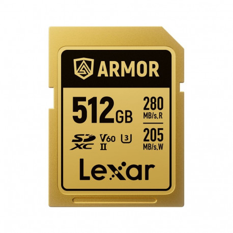 Lexar mälukaart SDXC ARMOR Gold UHS-II U3 IP68 R280/W210 (V60) 512GB, roostevaba teras