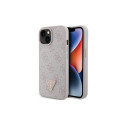 Guess nahast 4G Triangle Strass ümbris iPhone 15 jaoks - roosa