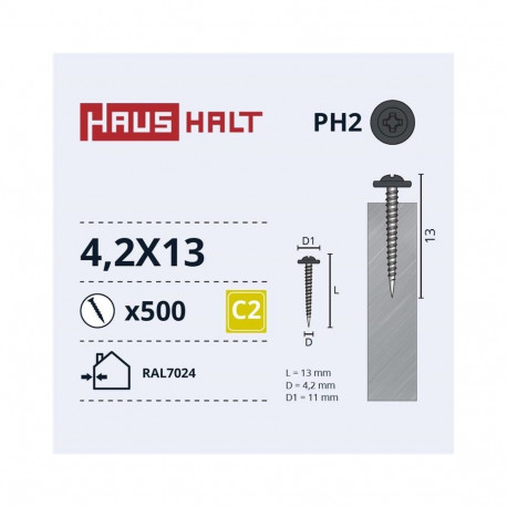 isekeermestuv kruvi 4,2x13 met/met RAL7024 (500)