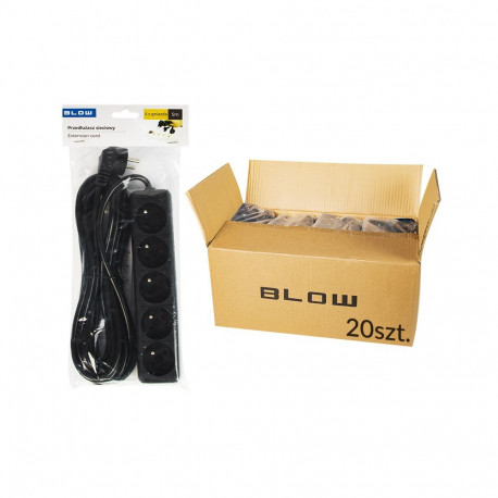 98-545# võrgupikendus pr-570p 5-pesaga maandusega 5m must 3x1,5mm (20 tk.)