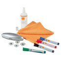Klaastahvli tarvikukomplekt Nobo Starter Kit - 4 klaastahvlimarkerit, klaastahvli puhastaja, puhastu