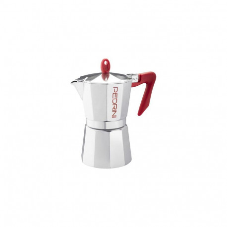 Pedrini 9084-0 manual coffee maker Moka pot Red, Stainless steel
