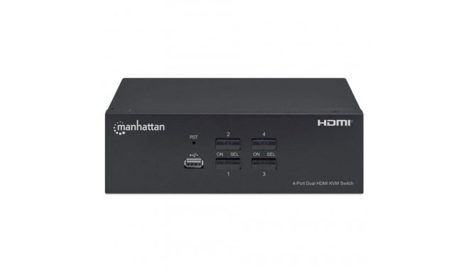 Manhattan HDMI KVM Switch 4-Port, 4K@30Hz, USB-A/3.5mm Audio/Mic Connections, Cables included, Audio