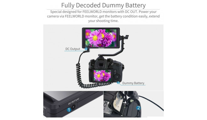 Feelworld FW50 dummy battery A6500 A7 to DC