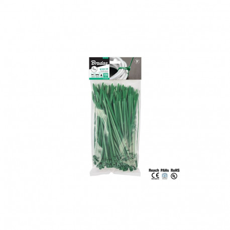 Releasable cable ties 7,6 x 200mm GREEN, 100pcs