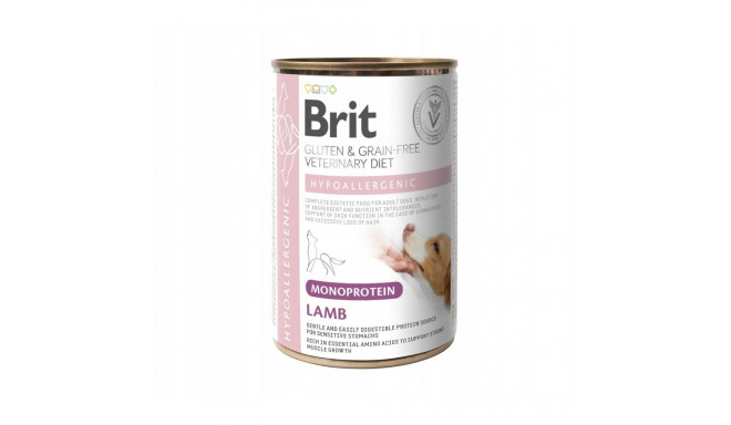 Brit Veterinary Diet Hypoallergenic Monoprotein Lamb konserv koerale 400g