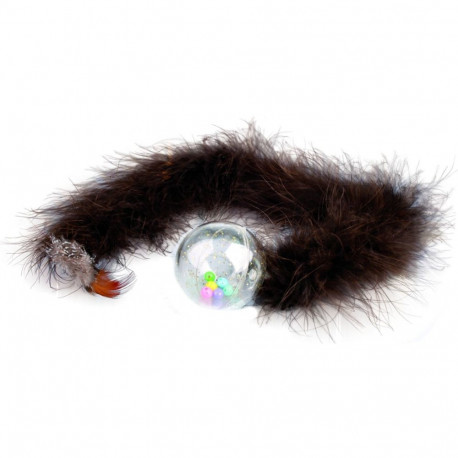 Flamingo cat toy rattle ball with boa tail
