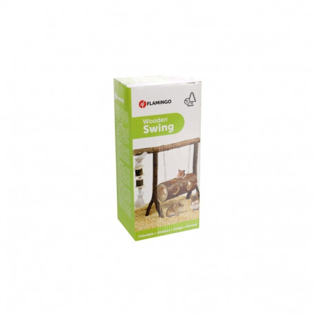 Flamingo wooden rodent swing 32x25cm