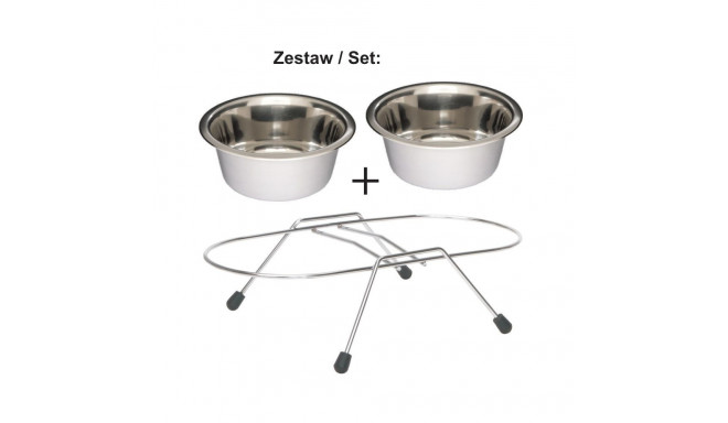 Barry King 2x metal bowls on stand 2.8L