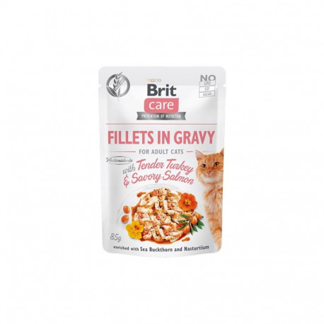 Brit Care Fillets in Gravy Tender Turkey & Savory Salmon wet cat food 85g