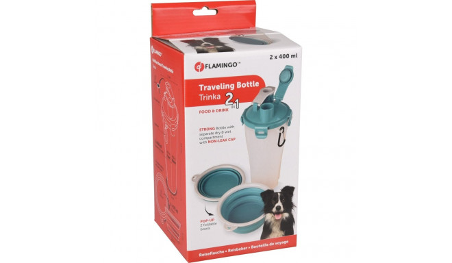 Flamingo 2in1 matkapudel koerale 2x400ml