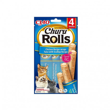 Churu Rolls cat treat with chicken, tuna and scallop 4x10g