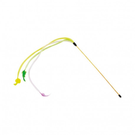 Record rod with feathers for cats 42cm
