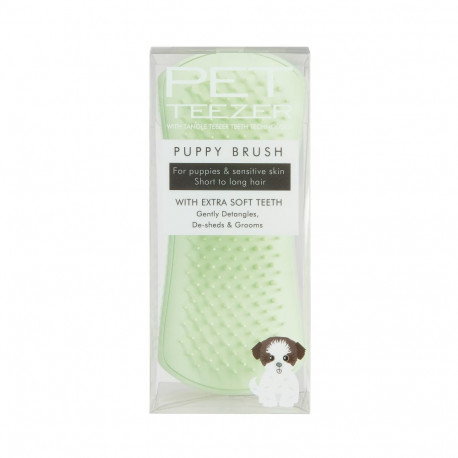 Pet Teezer green grooming brush for puppies