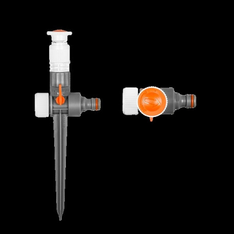 WHITE LINE Adjustable sprinkler 0-360°, with valve, on spike