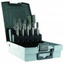 Set of Tungstene Carbide Rotary Burrs FLK10. Contains 10 rotary burrs Ø6 - Ø12 mm with different sha